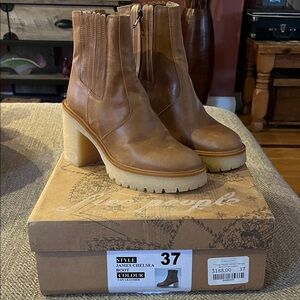 Free People Light Brown Heeled Chelsea Boots